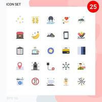 grupo de símbolos de iconos universales de 25 colores planos modernos de cuidado de la vida elementos de diseño de vectores editables de trigo y aguas residuales