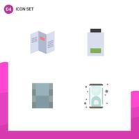 paquete de interfaz de usuario de 4 iconos planos básicos de papel movi de periódico elementos de diseño vectorial editables de bajo contenido químico vector