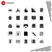 Mobile Interface Solid Glyph Set of 25 Pictograms of notification alert double fall analytics Editable Vector Design Elements