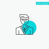 Man User Manager Student turquoise highlight circle point Vector icon