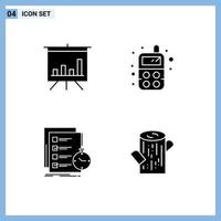 4 Thematic Vector Solid Glyphs and Editable Symbols of analytics check baby todo log Editable Vector Design Elements