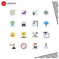 paquete de iconos de vectores de stock de 16 signos y símbolos de línea para conectar la red personas aterradoras paquete editable humano de elementos creativos de diseño de vectores