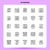 OutLine 25 3d Printing Icon set Vector Line Style Design Black Icons Set Linear pictogram pack Web and Mobile Business ideas design Vector Illustration