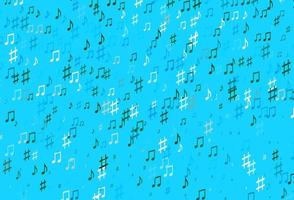 Light Blue, Green vector background with music symbols.