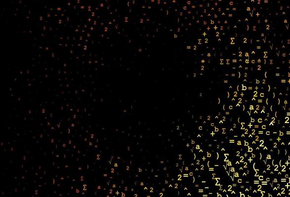 Dark Yellow, Orange vector texture with mathematic symbols.