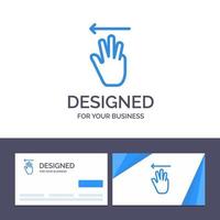 tarjeta de visita creativa y plantilla de logotipo mano mano cursor arriba izquierda vector ilustración