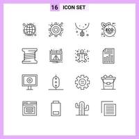 16 Thematic Vector Outlines and Editable Symbols of web coil fashion bobbin eco leaf Editable Vector Design Elements