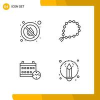 4 Icon Set Line Style Icon Pack Outline Symbols isolated on White Backgound for Responsive Website Designing Creative Black Icon vector background