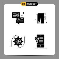 4 Black Icon Pack Glyph Symbols Signs for Responsive designs on white background 4 Icons Set Creative Black Icon vector background