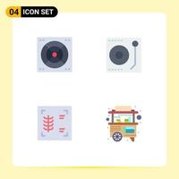 conjunto de 4 paquetes de iconos planos comerciales para reproductor de audio de rayos x de ventilador puestos elementos de diseño vectorial editables vector