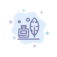 Adobe Feather Inkbottle American Blue Icon on Abstract Cloud Background vector