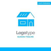 Building Build Construction Home Blue Solid Logo Template Place for Tagline vector