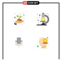 Set of 4 Modern UI Icons Symbols Signs for growth song laboratory microphone head Editable Vector Design Elements