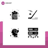 4 User Interface Solid Glyph Pack of modern Signs and Symbols of aim ice hockey objective ice feeling Editable Vector Design Elements