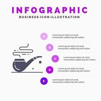 pipa humo st patrick tubo sólido icono infografía 5 pasos presentación antecedentes vector