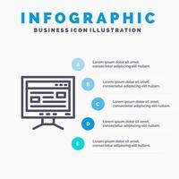 Computer Online Study Education Line icon with 5 steps presentation infographics Background vector