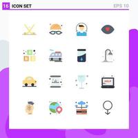 Set of 16 Modern UI Icons Symbols Signs for baby vision user human eye Editable Pack of Creative Vector Design Elements