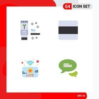 Pack of 4 Modern Flat Icons Signs and Symbols for Web Print Media such as ecology broadcasting produce stack news Editable Vector Design Elements