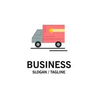 camión entrega mercancías vehículo empresa logotipo plantilla color plano vector