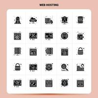 sólido 25 conjunto de iconos de alojamiento web diseño de estilo de glifo vectorial conjunto de iconos negros diseño de ideas de negocios web y móviles ilustración vectorial vector