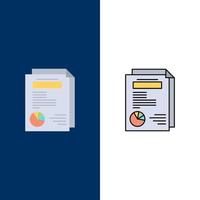 Page Layout Report Presentation  Icons Flat and Line Filled Icon Set Vector Blue Background