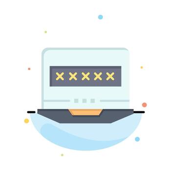 Laptop Computer Lock Security Abstract Flat Color Icon Template vector