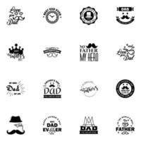 Set of fathers day 16 Black design elements Editable Vector Design Elements