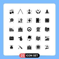 Modern Set of 25 Solid Glyphs and symbols such as cone cresent business moon pray Editable Vector Design Elements