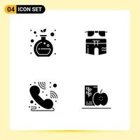 Pack of 4 Modern Solid Glyphs Signs and Symbols for Web Print Media such as chemistry helpdesk swimsuite beach breakfast Editable Vector Design Elements