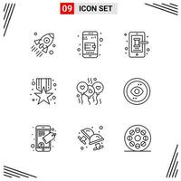 9 Icons Line Style Grid Based Creative Outline Symbols for Website Design Simple Line Icon Signs Isolated on White Background 9 Icon Set Creative Black Icon vector background