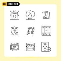 9 Creative Icons for Modern website design and responsive mobile apps 9 Outline Symbols Signs on White Background 9 Icon Pack Creative Black Icon vector background