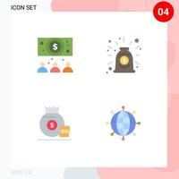 Group of 4 Flat Icons Signs and Symbols for business money agreement deal business Editable Vector Design Elements