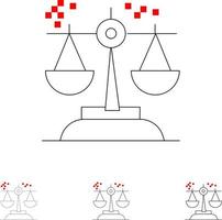 Choice Conclusion Court Judgment Law Bold and thin black line icon set vector