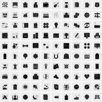 Set of 100 Business Solid Glyph icons vector