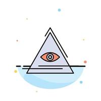 Eye Illuminati Pyramid Triangle Abstract Flat Color Icon Template vector