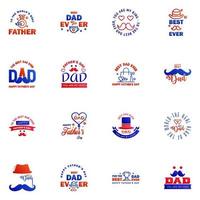 Happy fathers day 16 Blue and red vintage retro type font Illustrator eps10 Editable Vector Design Elements