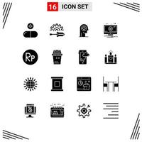 16 Thematic Vector Solid Glyphs and Editable Symbols of idr notification arrow error human Editable Vector Design Elements