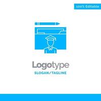 avatar educación graduado graduación erudito azul sólido logotipo plantilla lugar para eslogan vector