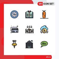 Set of 9 Modern UI Icons Symbols Signs for home credit digital card food Editable Vector Design Elements