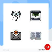 4 User Interface Filledline Flat Color Pack of modern Signs and Symbols of leak email plumbing communication remove Editable Vector Design Elements