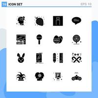 Group of 16 Solid Glyphs Signs and Symbols for equipment messages human conversation user Editable Vector Design Elements