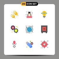 User Interface Pack of 9 Basic Flat Colors of global question success qa light Editable Vector Design Elements