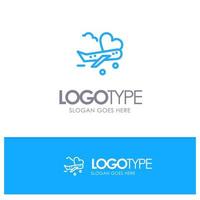 Fly Airplane Plane Airport Blue Outline Logo Place for Tagline vector