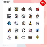 25 Creative Icons Modern Signs and Symbols of heart ui dinner basic image Editable Vector Design Elements