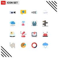 Flat Color Pack of 16 Universal Symbols of wind fly camcorder airplane air Editable Pack of Creative Vector Design Elements