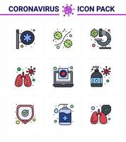 9 Filled Line Flat Color Coronavirus disease and prevention vector icon file virus viruses infedted virus viral coronavirus 2019nov disease Vector Design Elements