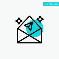 Arrow Chat Mail Open turquoise highlight circle point Vector icon