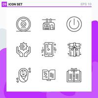 Set of 9 icons in Line style Creative Outline Symbols for Website Design and Mobile Apps Simple Line Icon Sign Isolated on White Background 9 Icons Creative Black Icon vector background