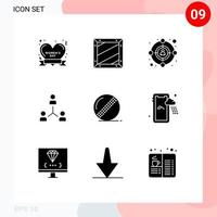 Modern Set of 9 Solid Glyphs and symbols such as people group programing cooperation structure Editable Vector Design Elements