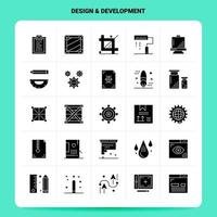 conjunto de iconos de desarrollo de diseño sólido 25 diseño de estilo de glifo vectorial conjunto de iconos negros diseño de ideas de negocios web y móvil ilustración vectorial vector